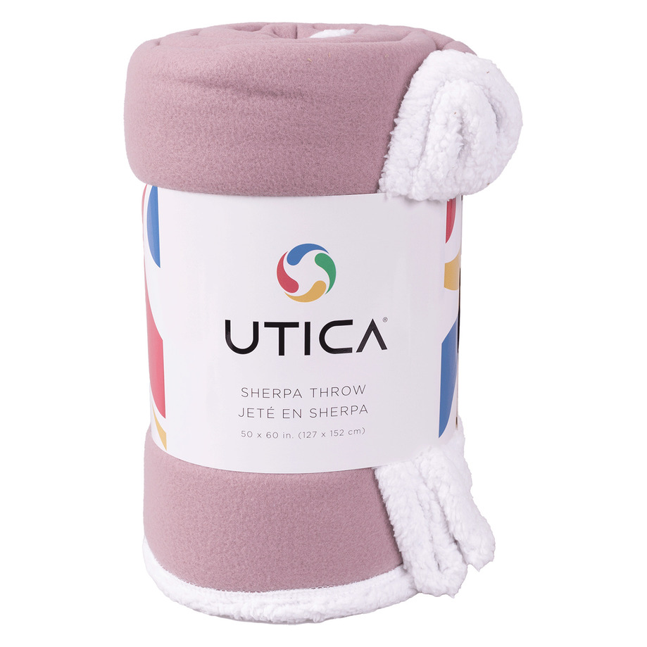 Utica - Reversible sherpa and fleece throw - 50"x60"