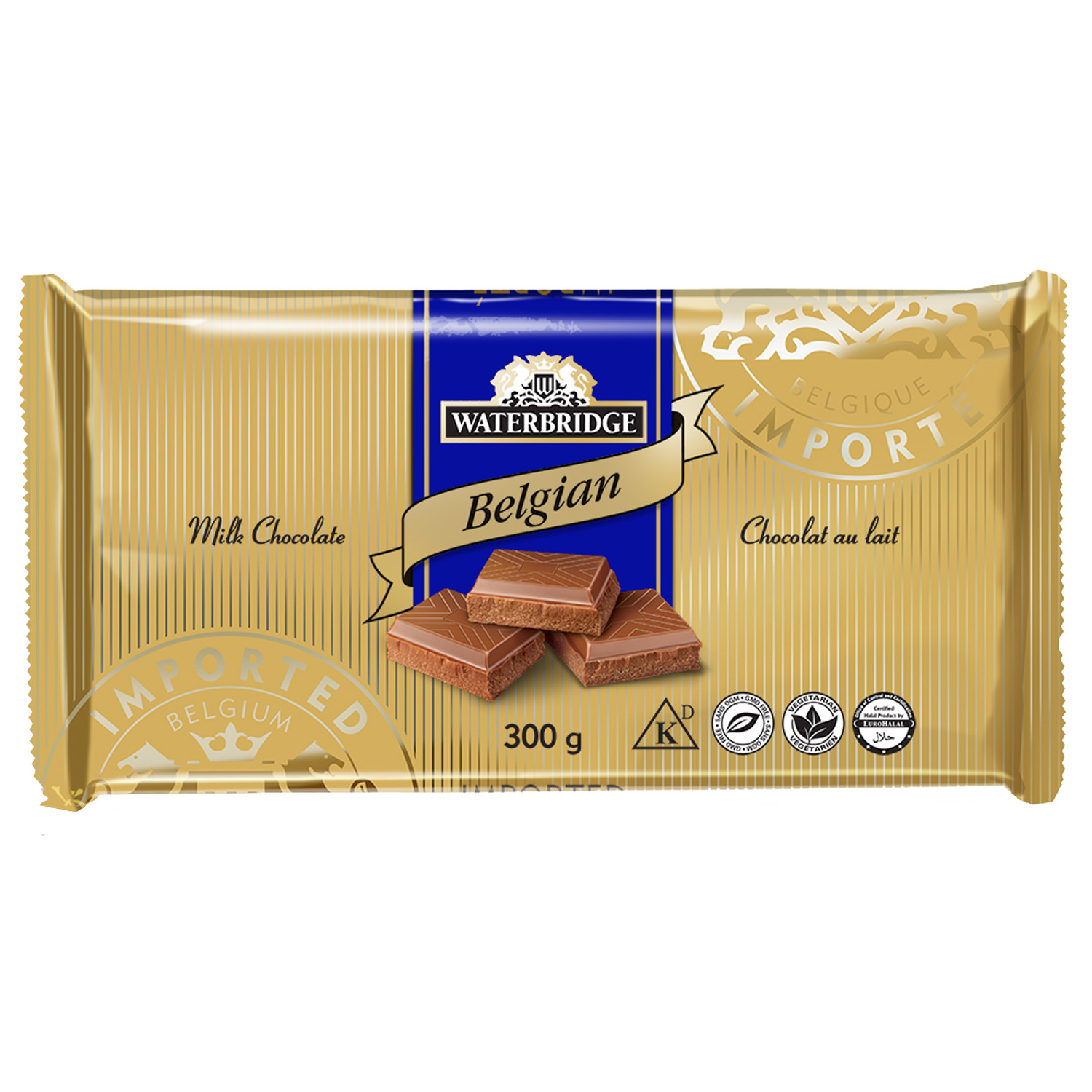 WATERBRIDGE - Tablette de chocolat au lait belge, 300g