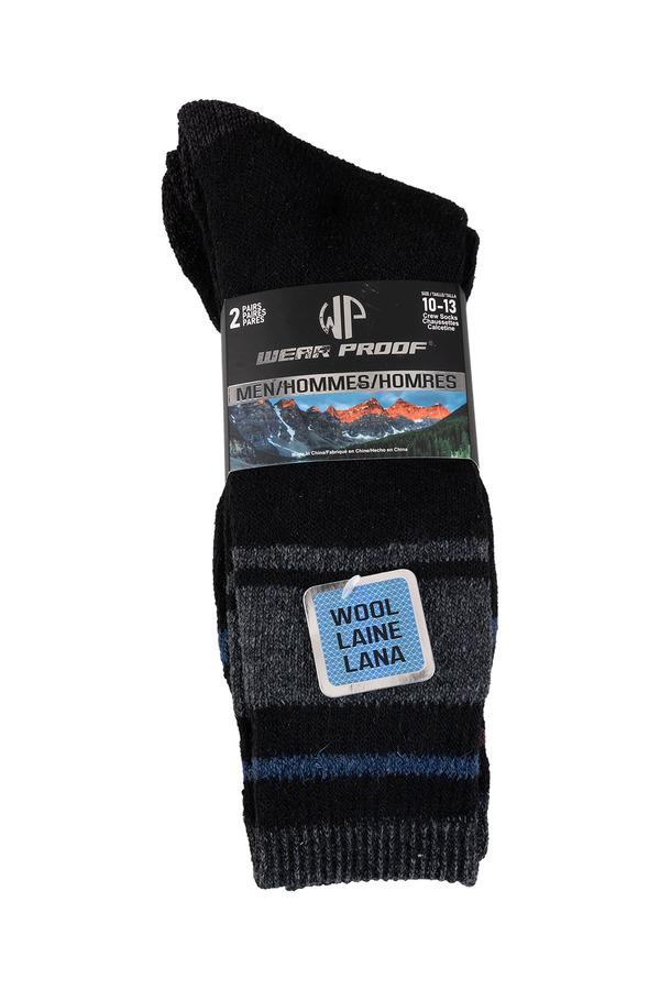 Wear Proof - Chaussettes d'extérieur en laine mélangée pour hommes - 2 paires