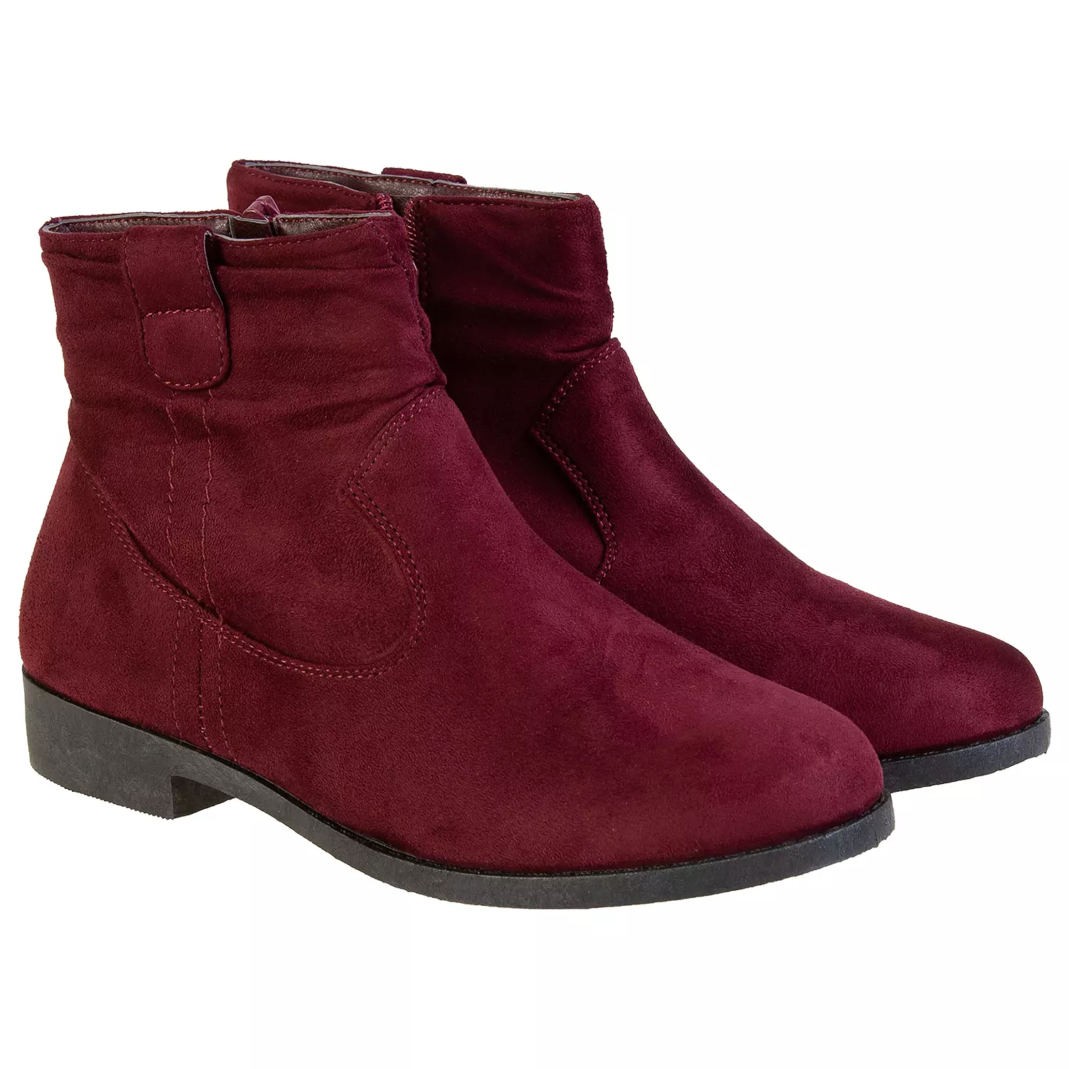 Burgundy flat ankle outlet boots